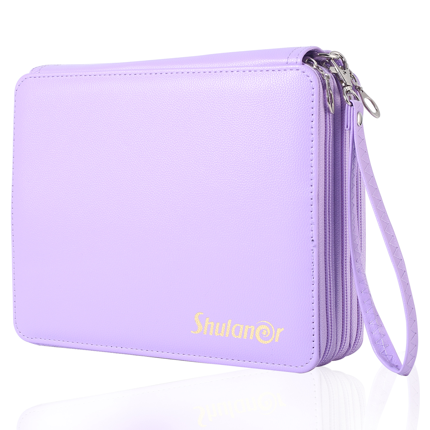 Shulaner Colored Pencil Case Organizer PU Leather Large Capacity Portable Pencil Bag, 124 Slots